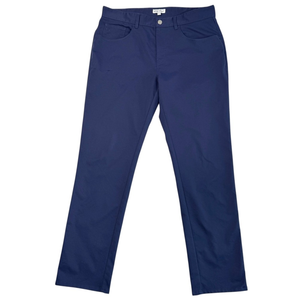 Peter Millar Mens Performance 5 Pocket Pants 34x30 Blue Straight Leg Golf - Picture 2 of 10
